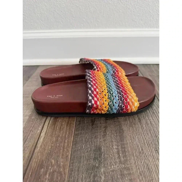NWT Rag & Bone Bailey Rainbow Slides $325 LGBTQ Summer Crochet US 7 - Picture 6 of 11